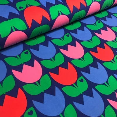 French Terry | byGraziela | Tulpen Farbmix rosa rot blau